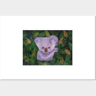 Baby Koala and Leaves Posters and Art